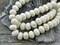 *25* 6x9mm Silver Mercury Washed Opaque Ivory Cruller Rondelle Beads